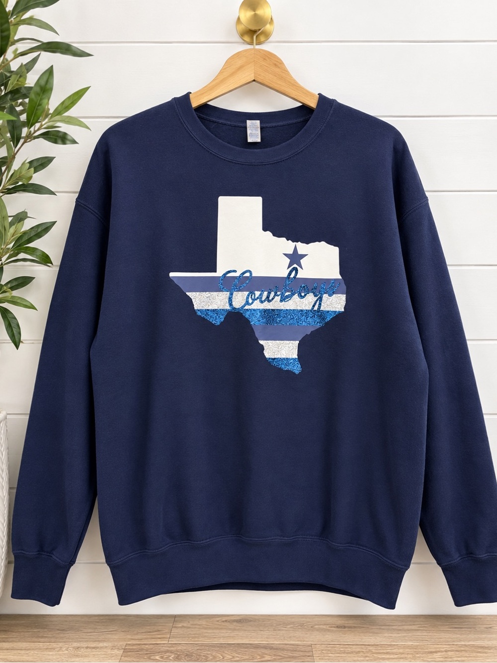💙 Dallas Cowboys Texas Glitter Sweatshirt Size Large ⭐
